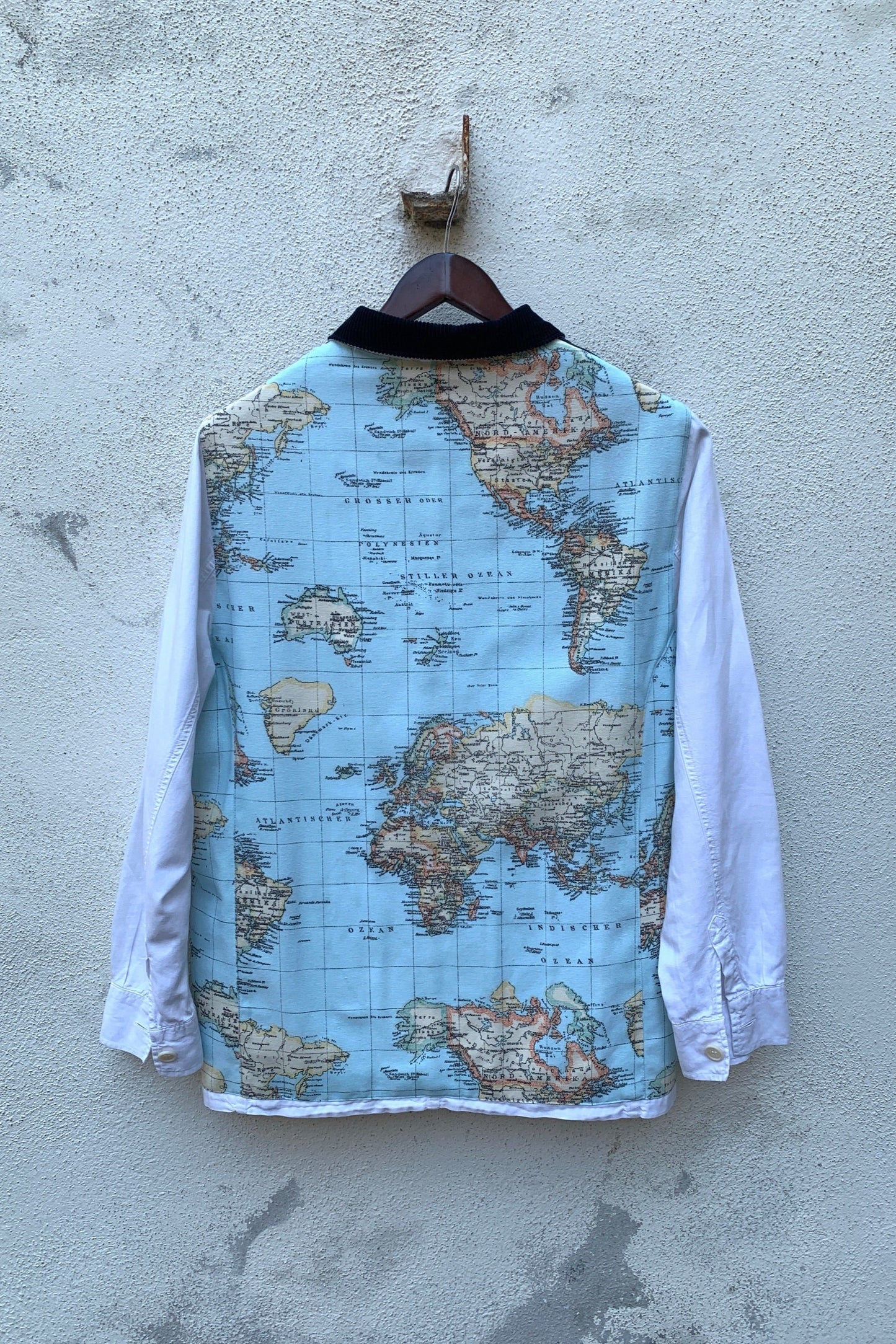 Upcycling Around the World 3Face Jacke Blau Weiß M