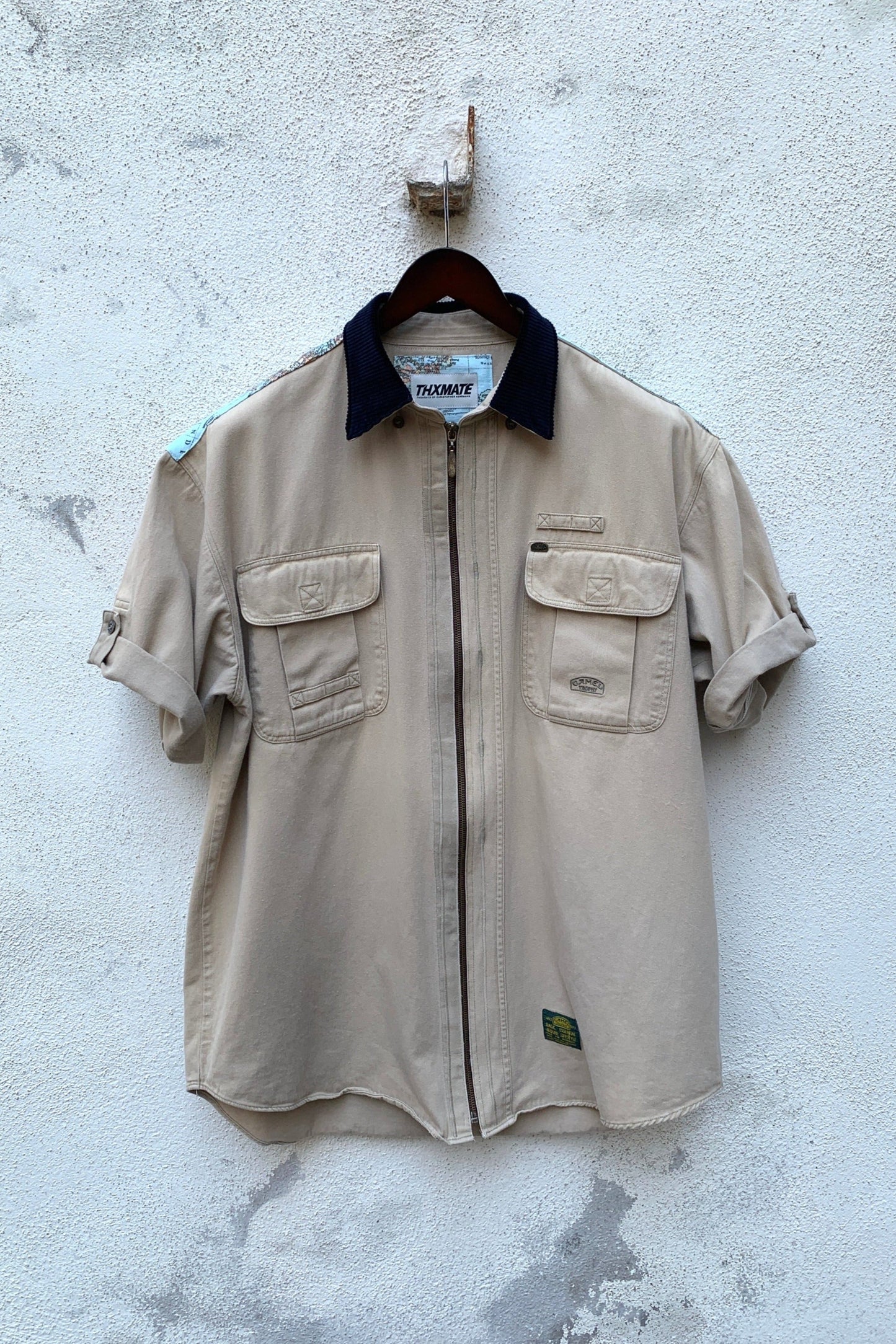 Upcycling Around the World Safari Zip-Hemd Beige XL