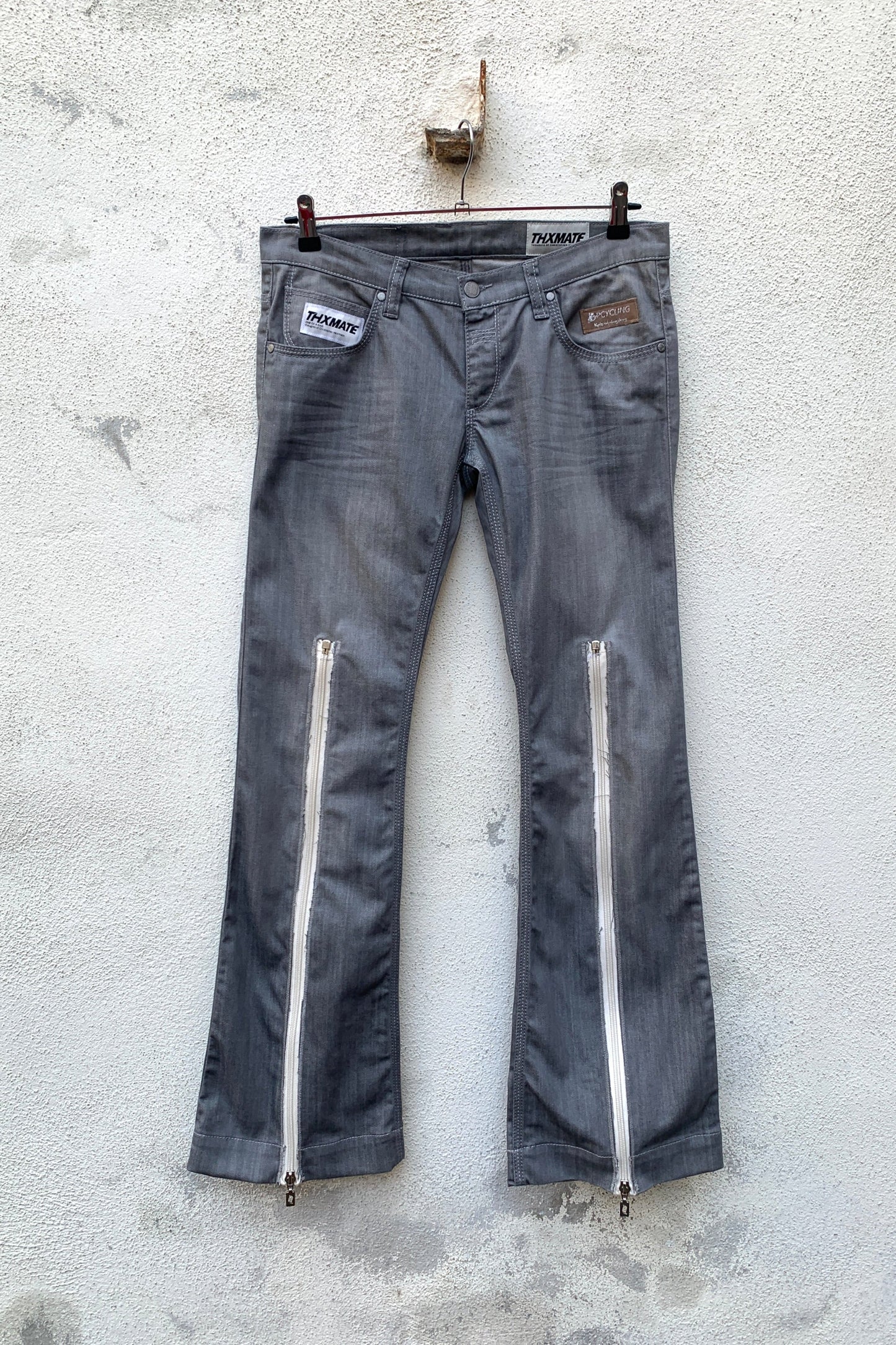 Upcycling 2000s Total-Zip Jeans Grau W29 L32