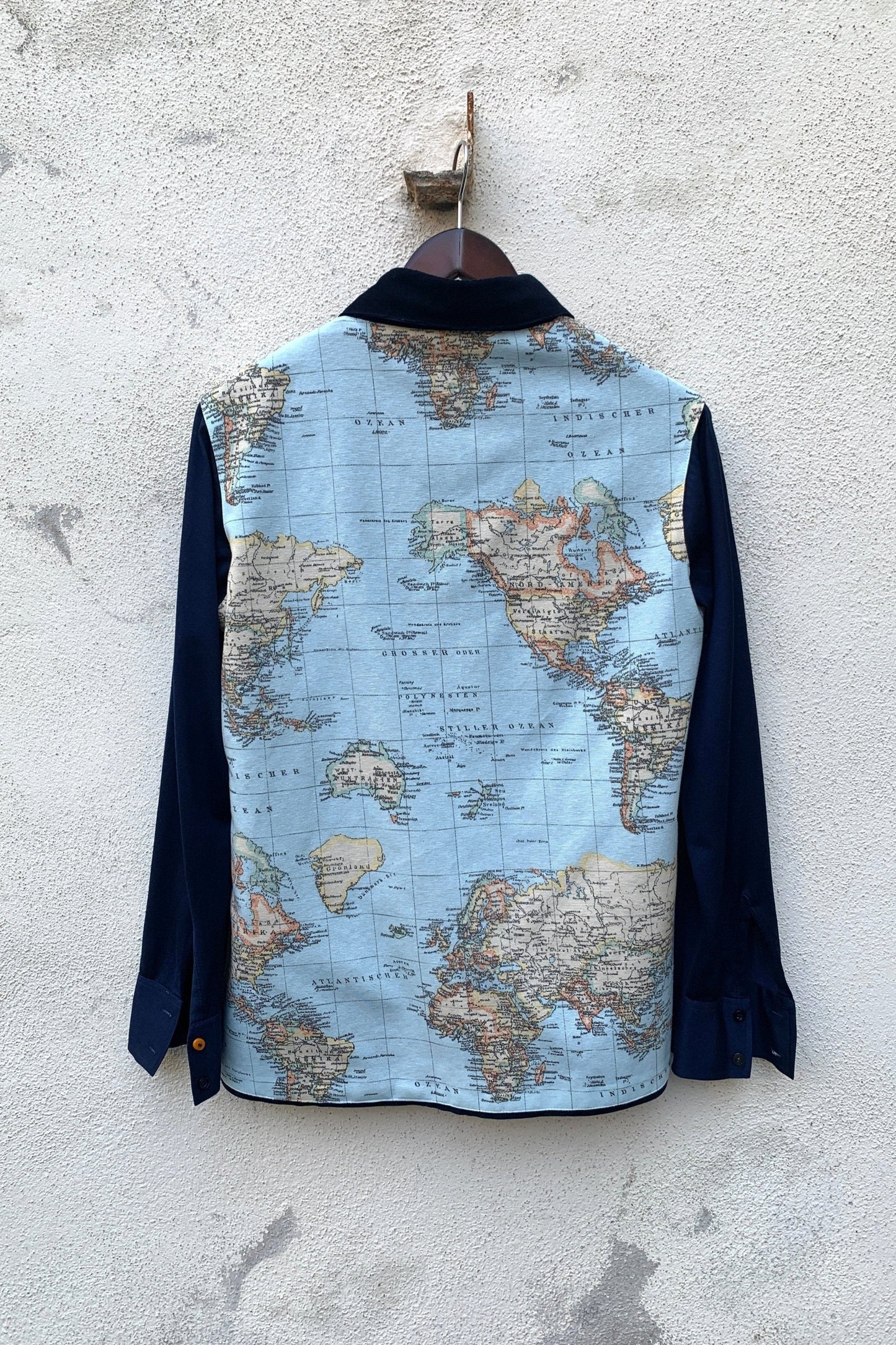 Upcycling Around the World Zip-Hemd Marineblau S