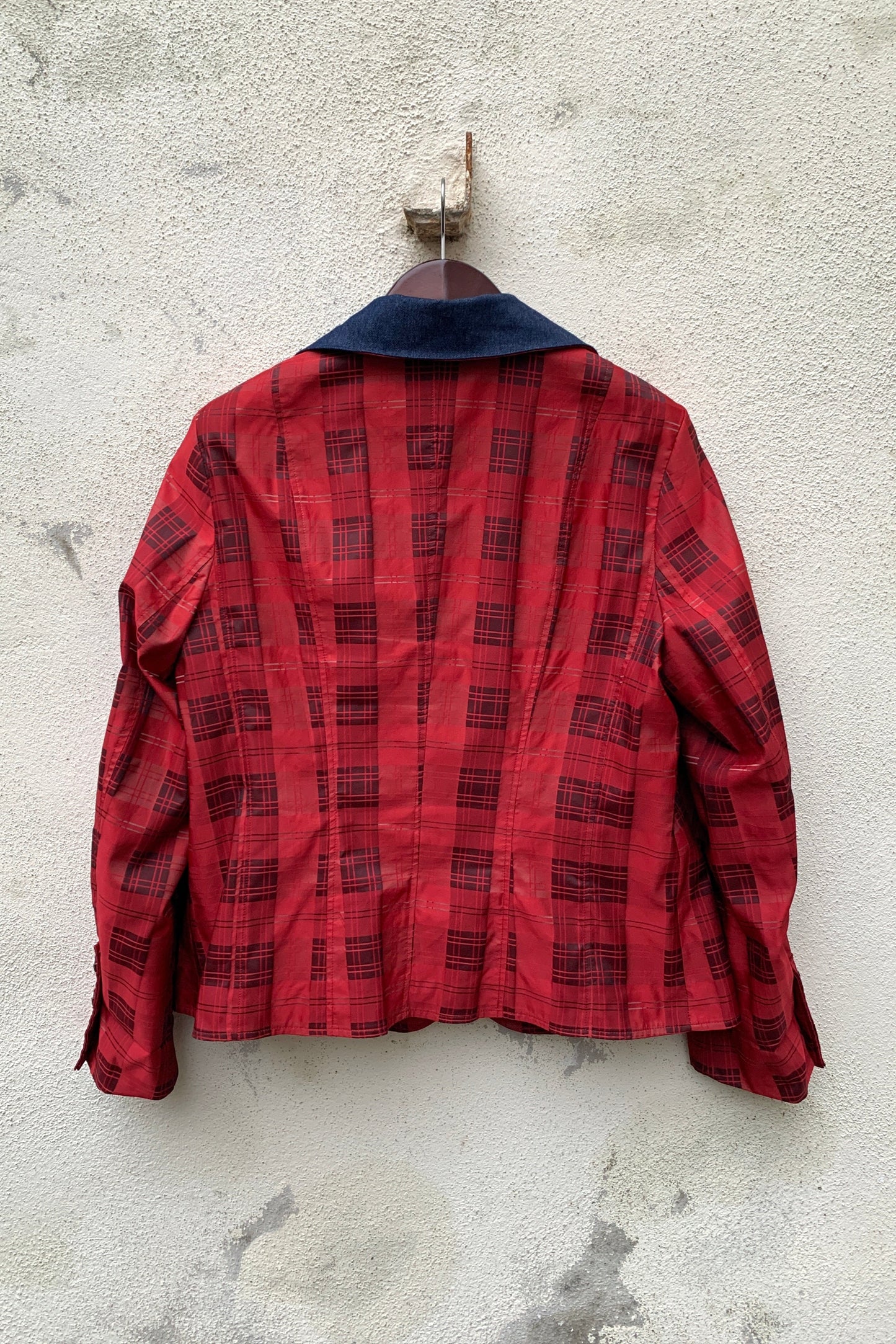 Upcycling USA Flag Jacke Rot M