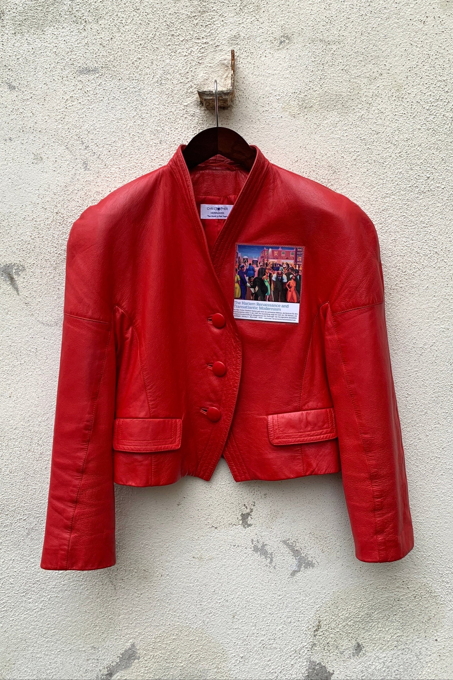 Upcycling Harlem Renaissance Lederjacke Rot S