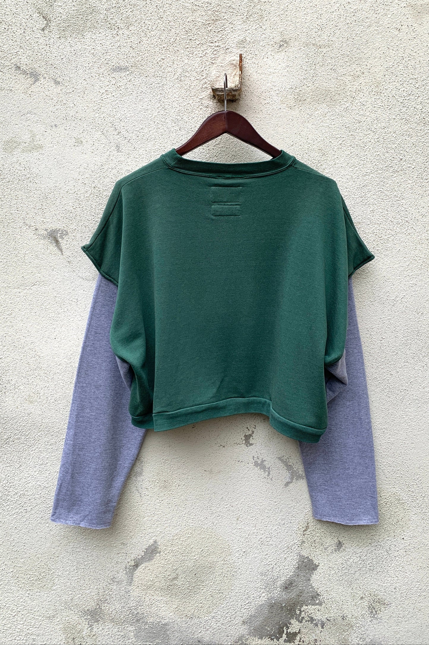 Upcycling 2Face Cropped Sweatshirt Grün XL