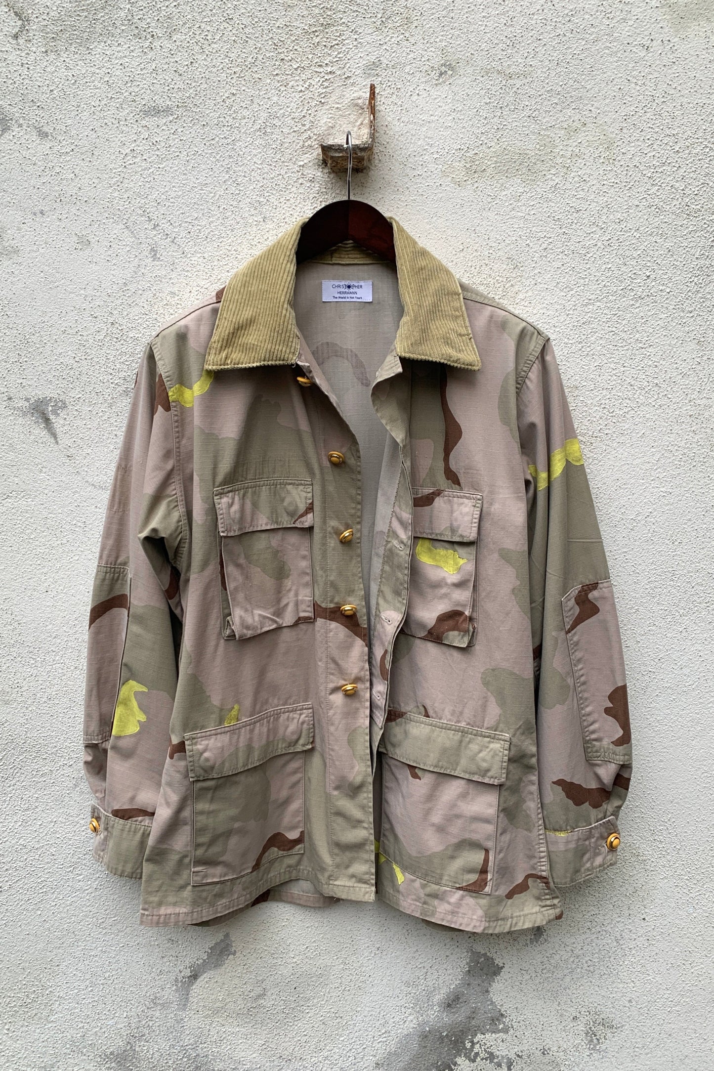 Upcycling Desert Camouflage Jacke Beige L