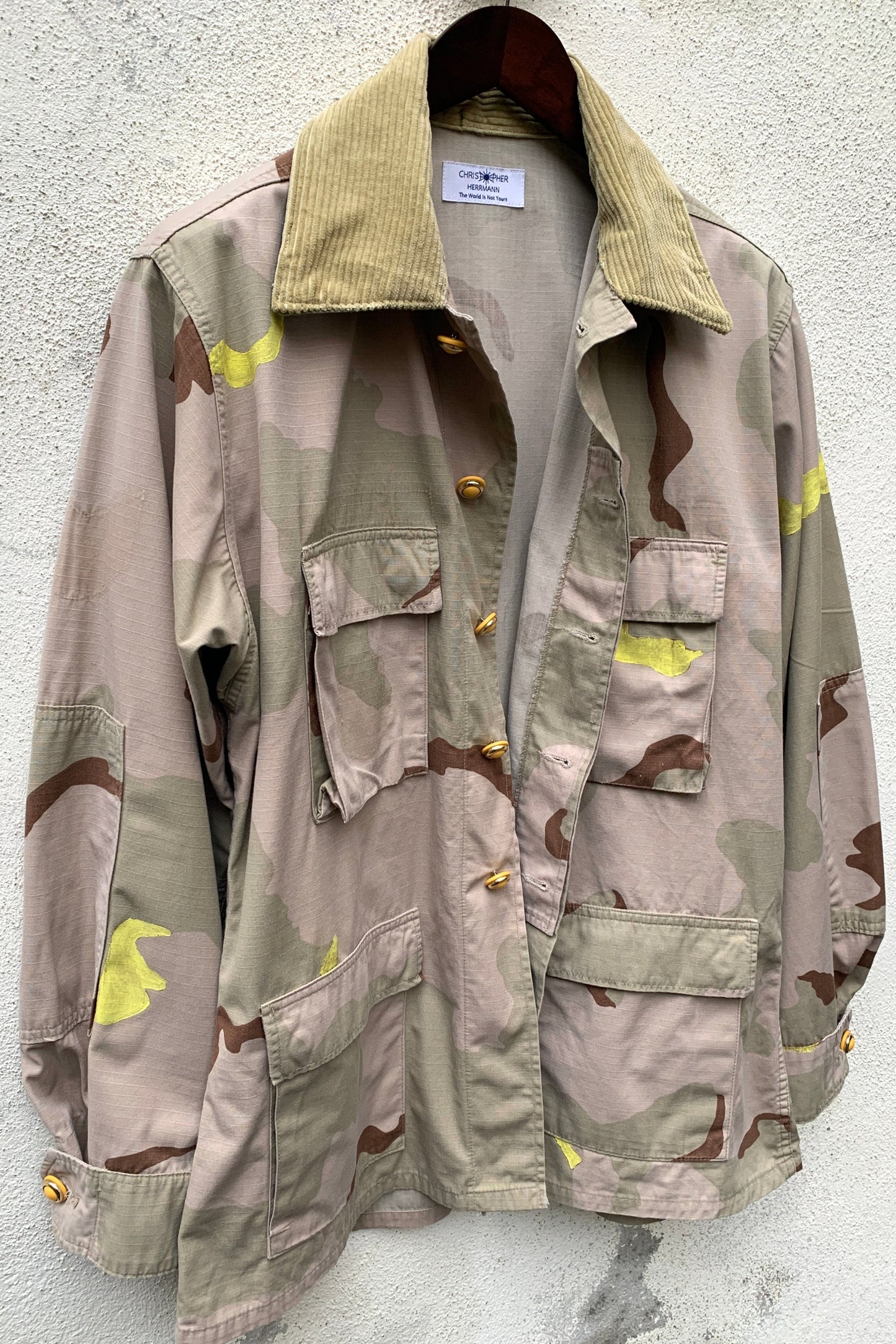 Upcycling Desert Camouflage Jacke Beige L