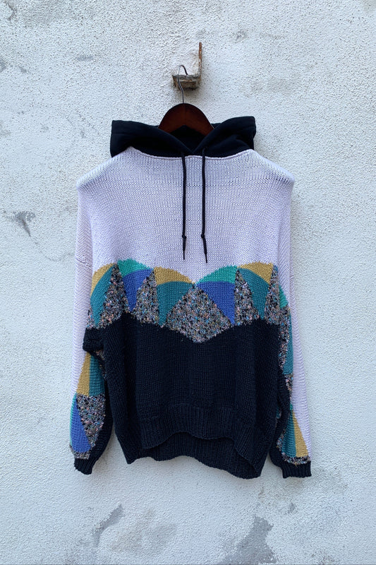 Upcycling Vintage Knit Hoodie White M