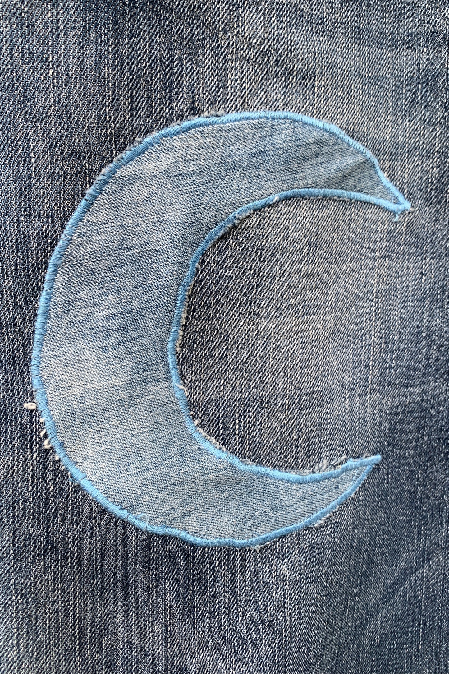 Upcycling Sonne & Mond Dreiviertel Jeans Blau 30