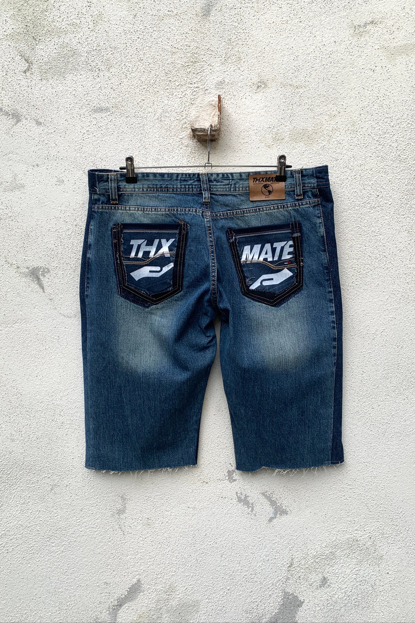 Upcycling Sonne & Mond Kurze Jeans Shorts Dunkelblau 38