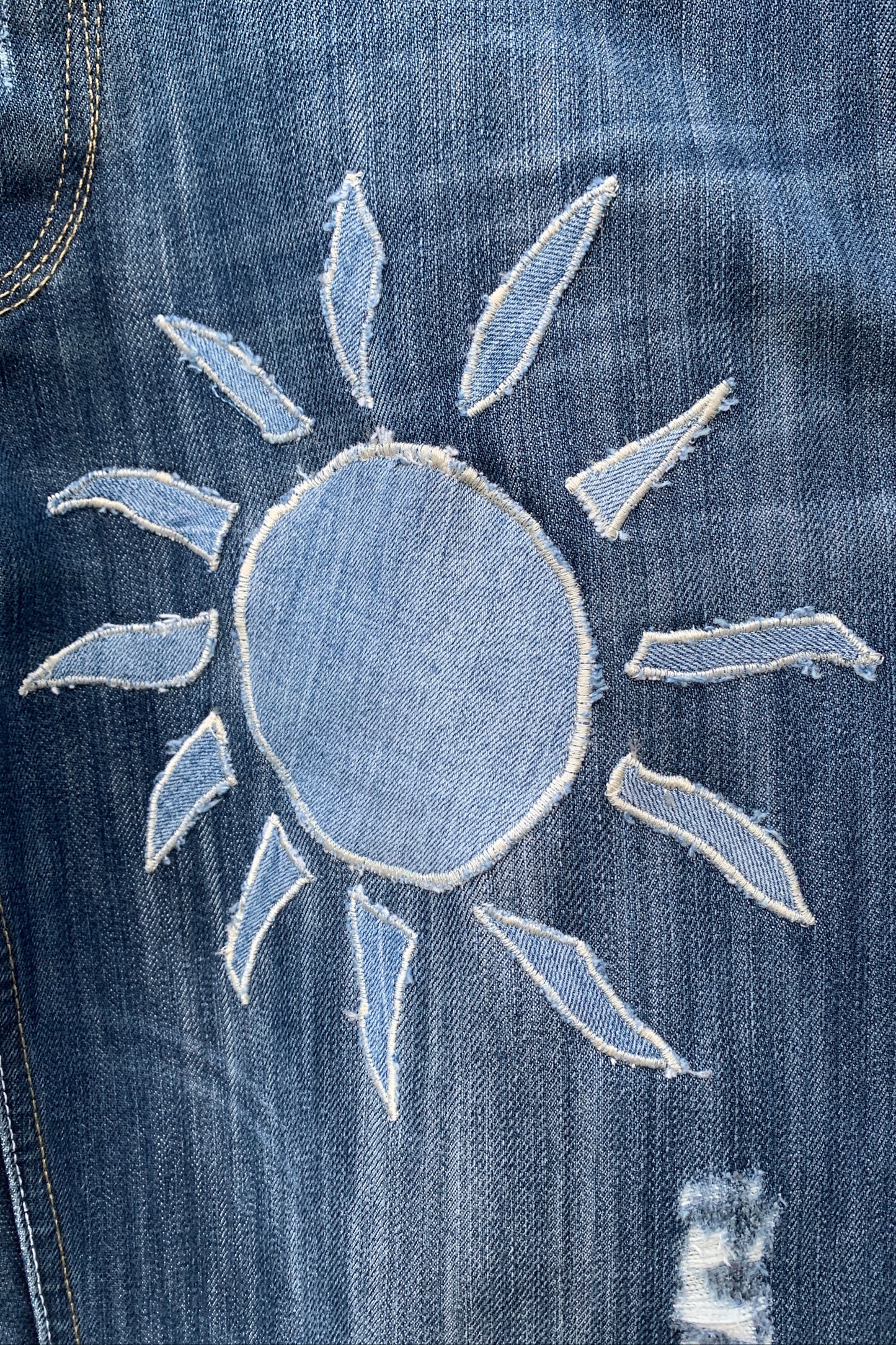 Upcycling Sonne & Mond Dreiviertel Jeans Blau 31