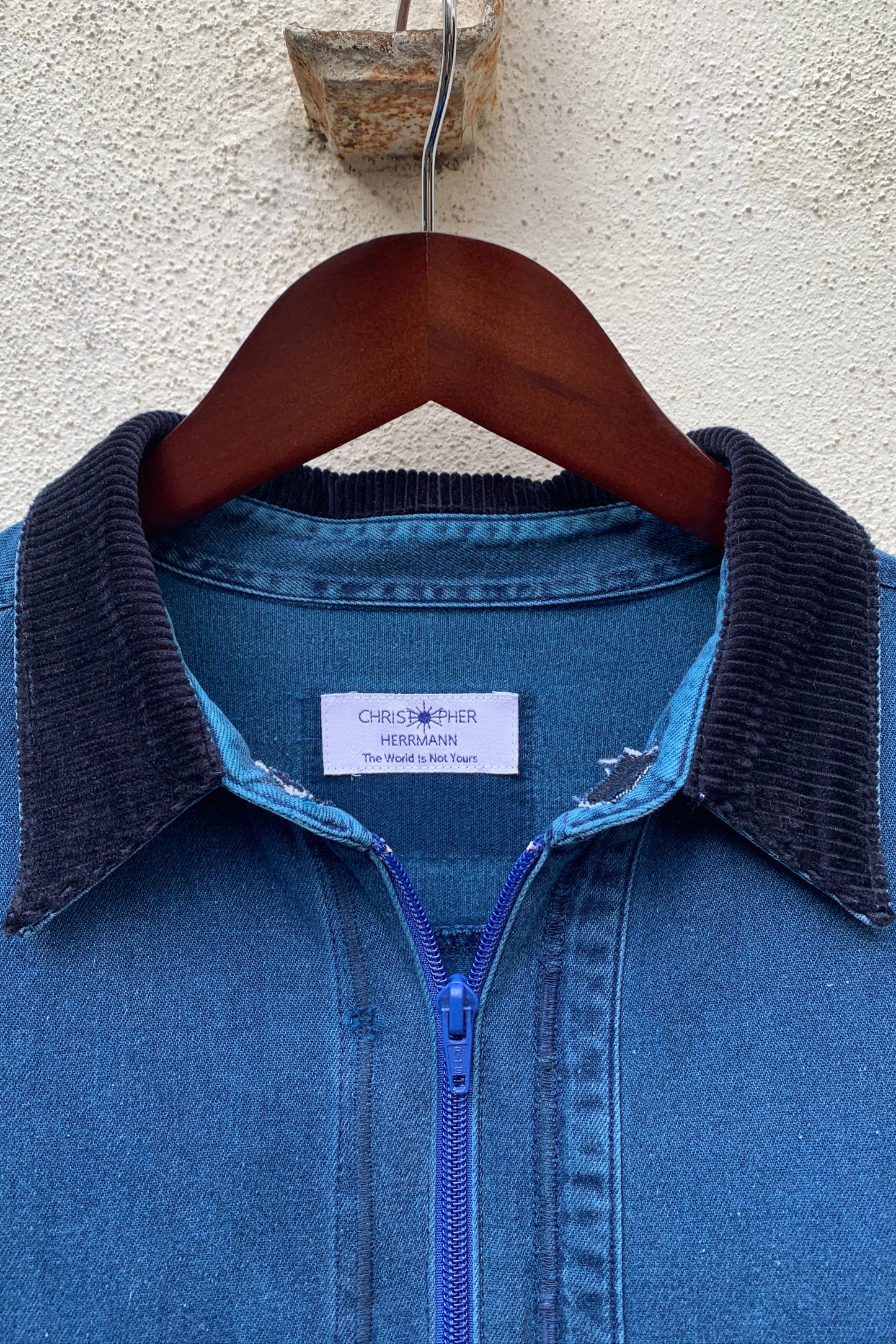 Upcycling Worker Jeansjacke Dunkelblau XXL