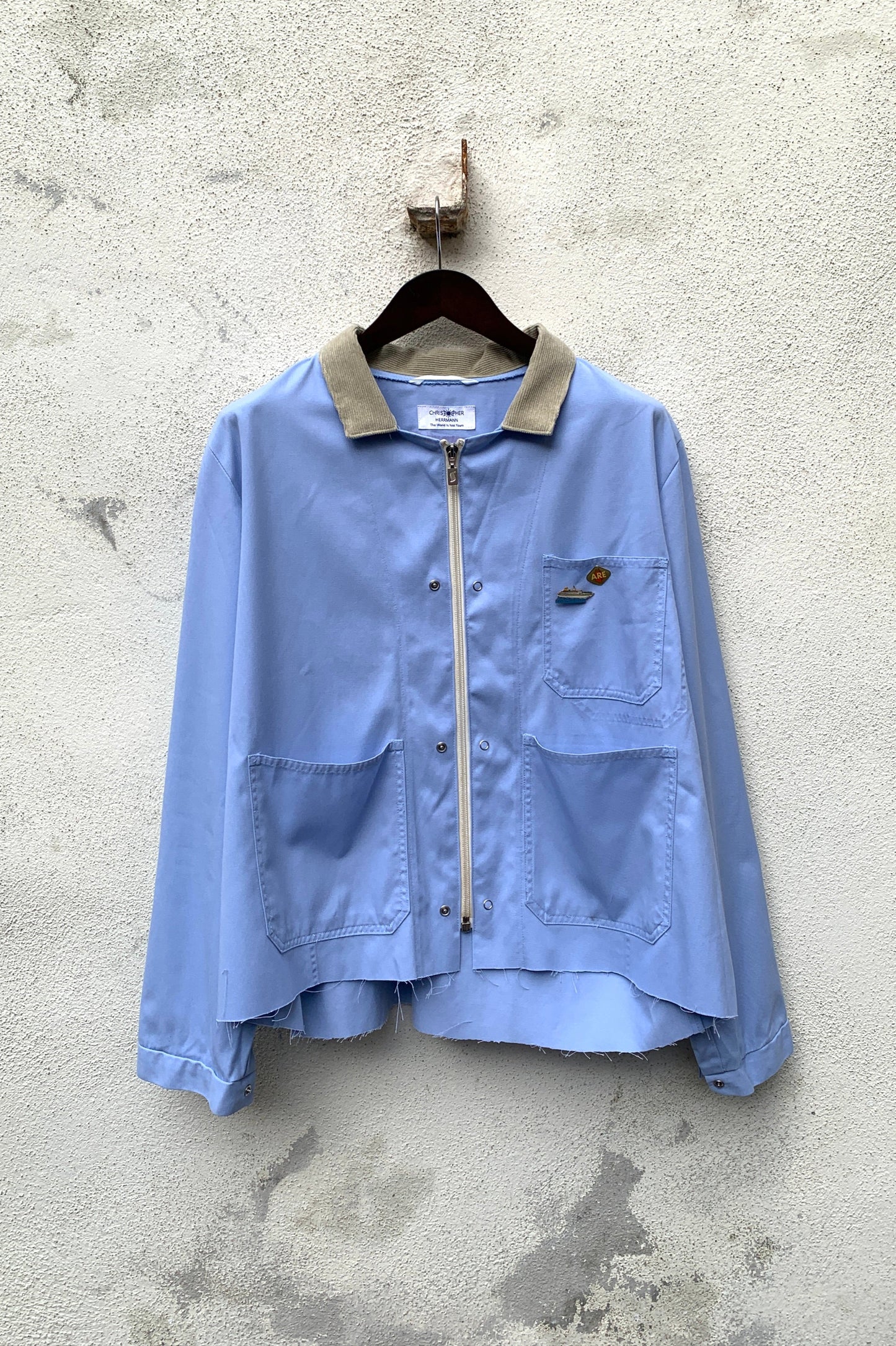 Upcycling Worker Jacke Hellblau L