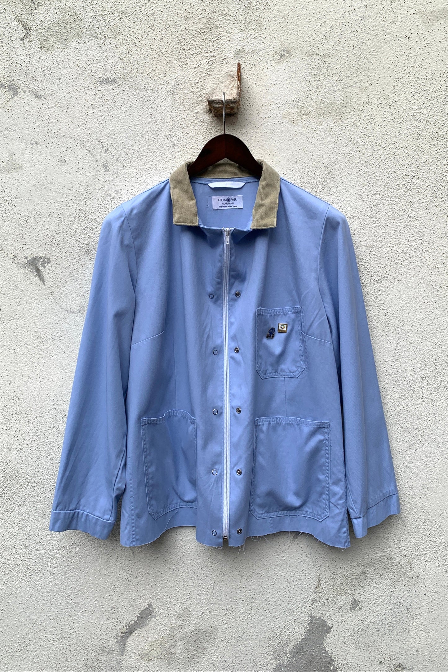 Upcycling Worker Jacke Hellblau S