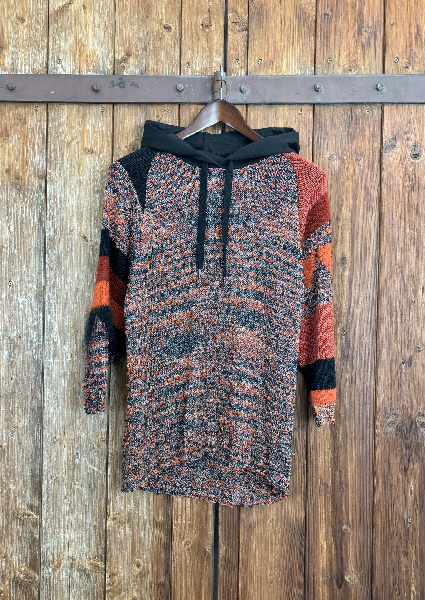 Upcycling Vintage Strick Hoodie Orange L