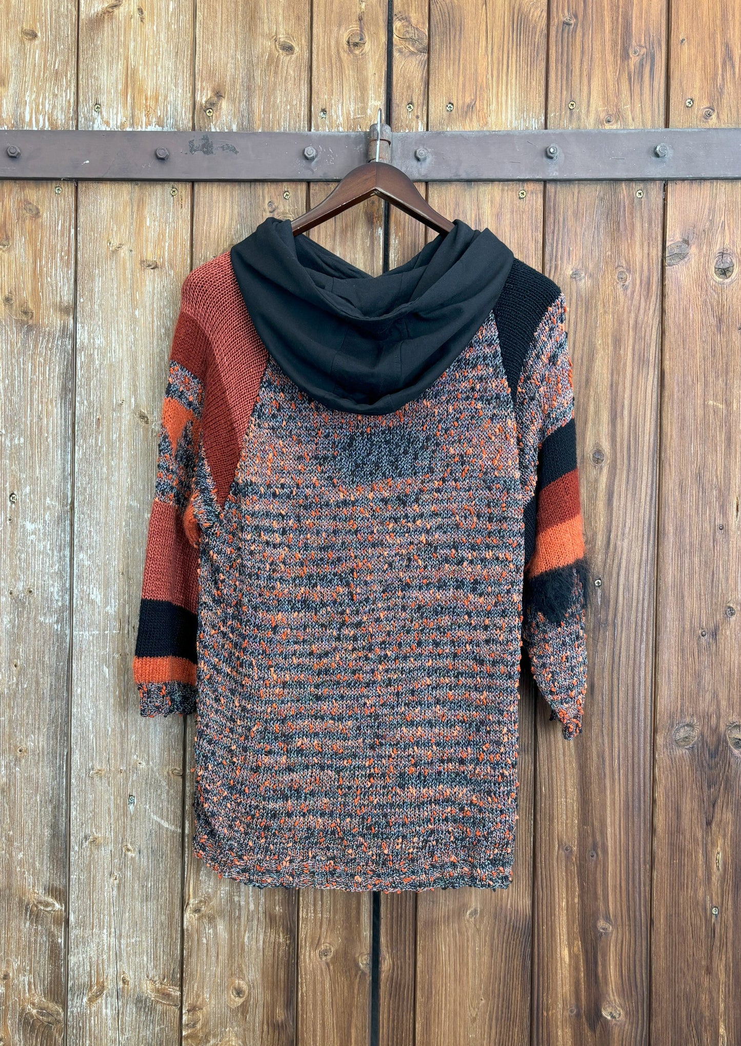 Upcycling Vintage Strick Hoodie Orange L