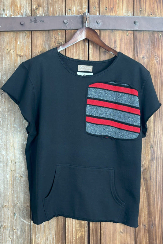 Upcycling Cut Out T-Sweater Schwarz L